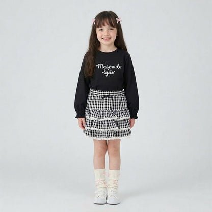 日本童裝 Ly# mine 防UV 吸水速乾 【棉100％不易變形】刺繡皺褶袖上衣 100-150cm 女童款 夏季 TOPS