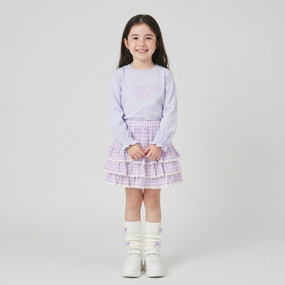 日本童裝 Ly# mine 防UV 吸水速乾 【棉100％不易變形】刺繡皺褶袖上衣 100-150cm 女童款 夏季 TOPS