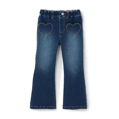 日本童裝 Ly# mine 彈力心形口袋喇叭牛仔褲 100-150cm 女童款 夏季 PANTS