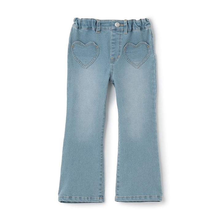 日本童裝 Ly# mine 彈力心形口袋喇叭牛仔褲 100-150cm 女童款 夏季 PANTS