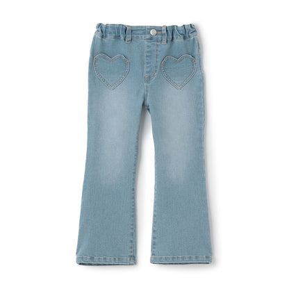 日本童裝 Ly# mine 彈力心形口袋喇叭牛仔褲 100-150cm 女童款 夏季 PANTS