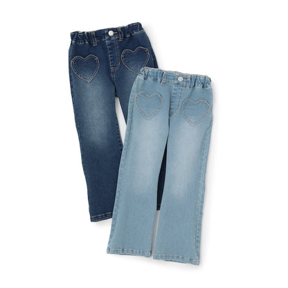 日本童裝 Ly# mine 彈力心形口袋喇叭牛仔褲 100-150cm 女童款 夏季 PANTS