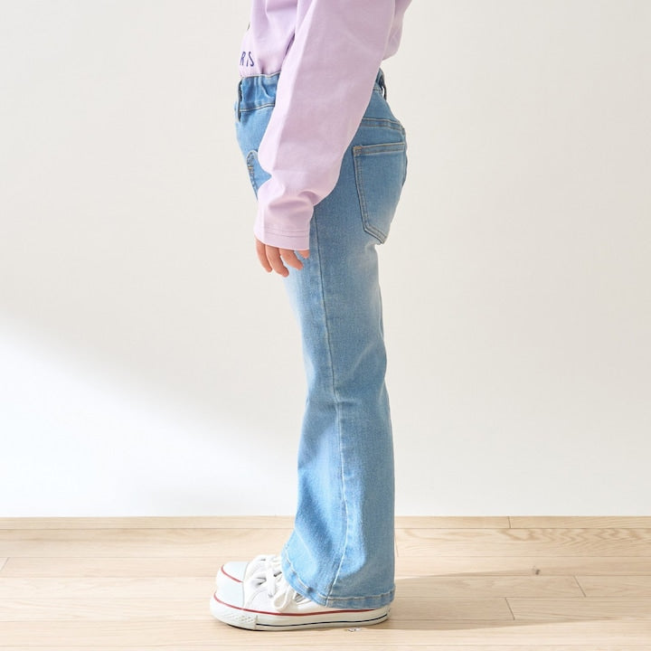日本童裝 Ly# mine 彈力心形口袋喇叭牛仔褲 100-150cm 女童款 夏季 PANTS