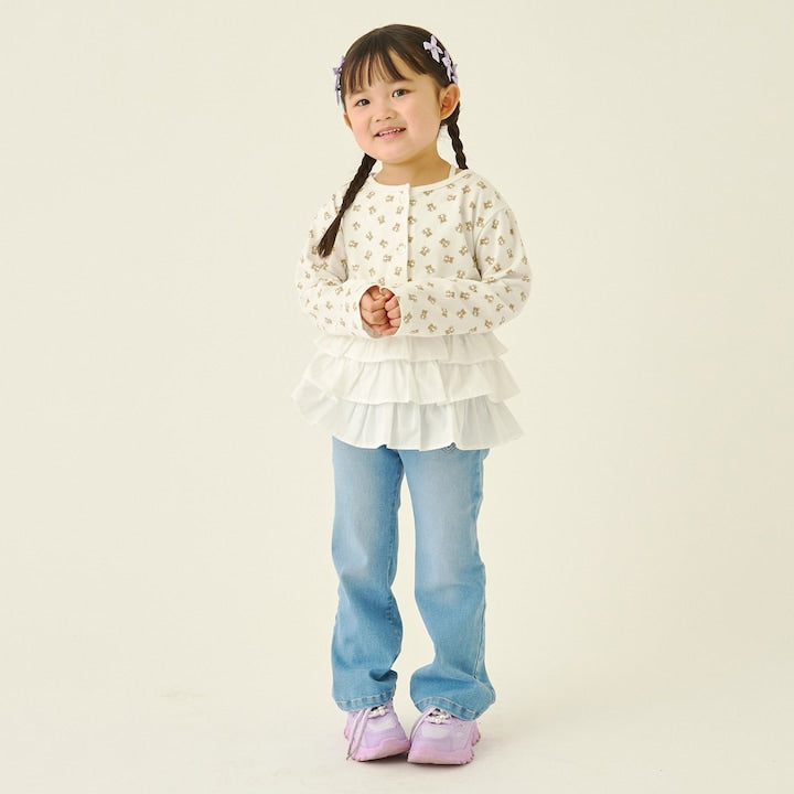 日本童裝 Ly# mine 彈力心形口袋喇叭牛仔褲 100-150cm 女童款 夏季 PANTS