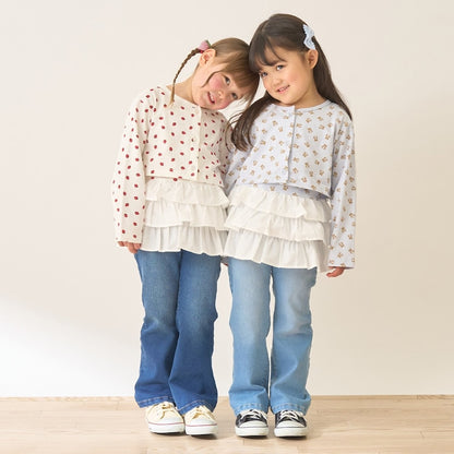 日本童裝 Ly# mine 彈力心形口袋喇叭牛仔褲 100-150cm 女童款 夏季 PANTS