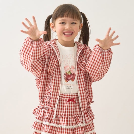 日本童裝 Ly# mine 防UV 格子花紋荷葉邊外套 100-150cm 女童款 夏季 OUTERWEAR