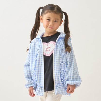 日本童裝 Ly# mine 防UV 格子花紋荷葉邊外套 100-150cm 女童款 夏季 OUTERWEAR