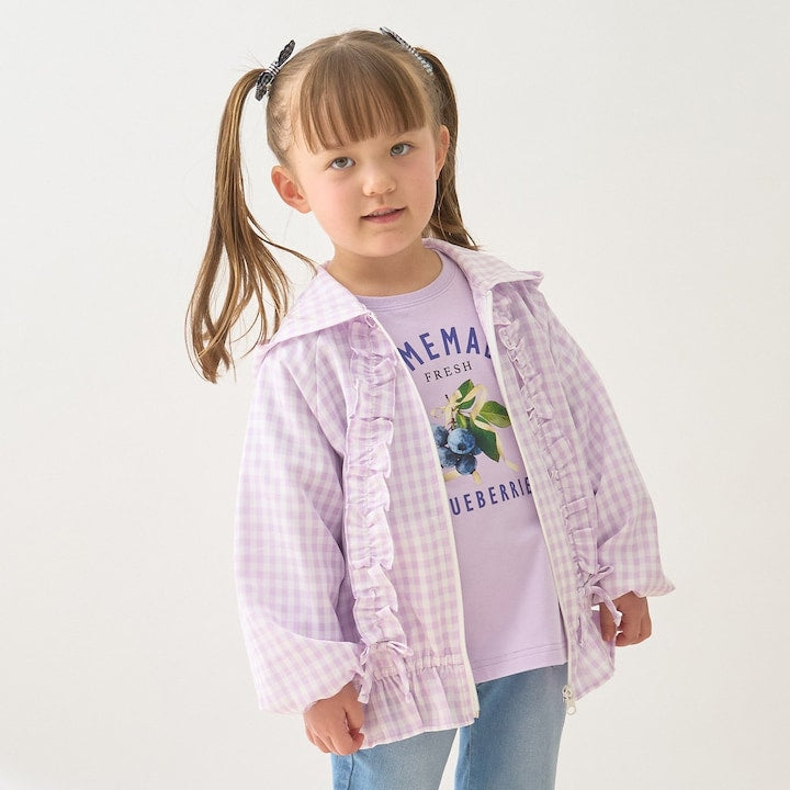 日本童裝 Ly# mine 防UV 格子花紋荷葉邊外套 100-150cm 女童款 夏季 OUTERWEAR