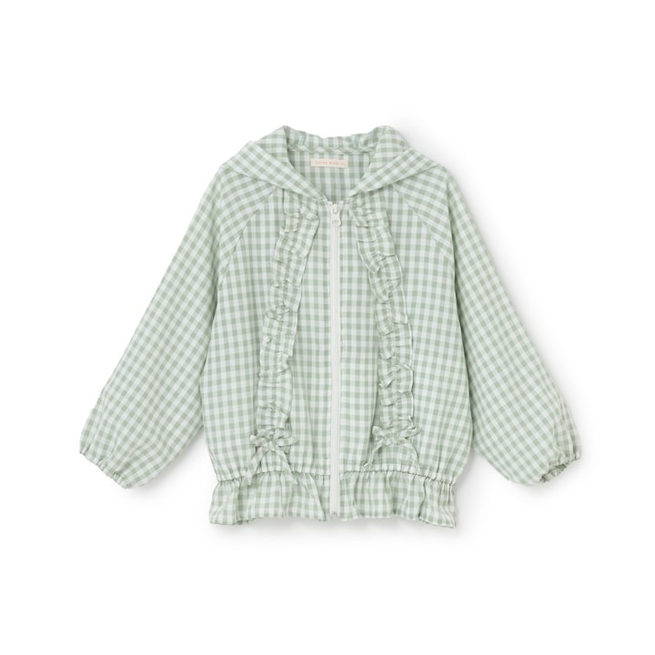 日本童裝 Ly# mine 防UV 格子花紋荷葉邊外套 100-150cm 女童款 夏季 OUTERWEAR