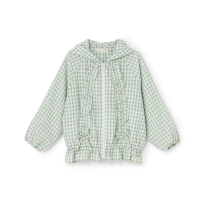 日本童裝 Ly# mine 防UV 格子花紋荷葉邊外套 100-150cm 女童款 夏季 OUTERWEAR