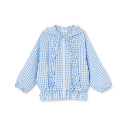 日本童裝 Ly# mine 防UV 格子花紋荷葉邊外套 100-150cm 女童款 夏季 OUTERWEAR