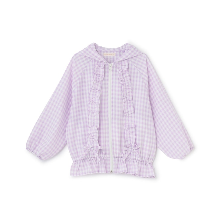 日本童裝 Ly# mine 防UV 格子花紋荷葉邊外套 100-150cm 女童款 夏季 OUTERWEAR