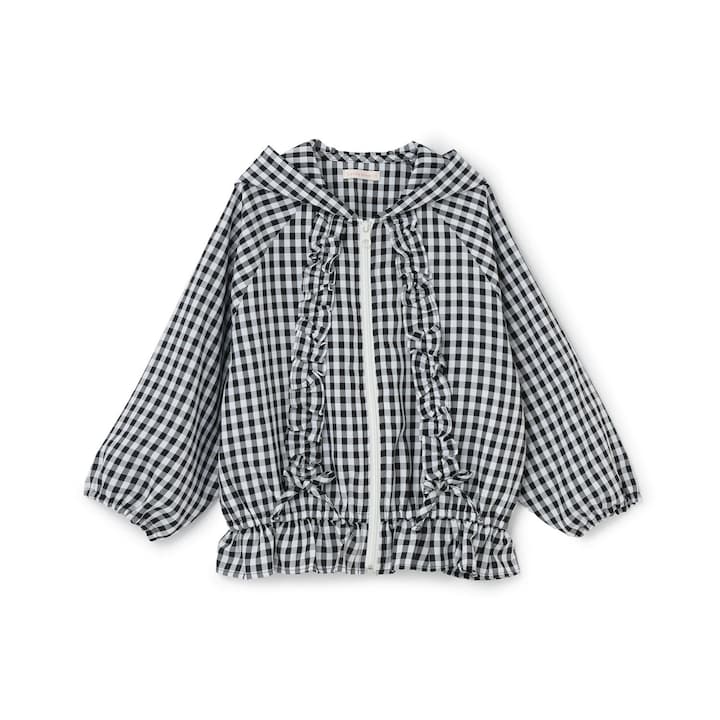 日本童裝 Ly# mine 防UV 格子花紋荷葉邊外套 100-150cm 女童款 夏季 OUTERWEAR
