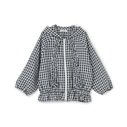 日本童裝 Ly# mine 防UV 格子花紋荷葉邊外套 100-150cm 女童款 夏季 OUTERWEAR
