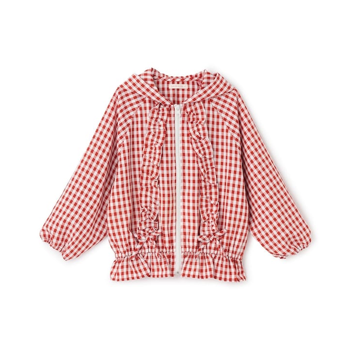 日本童裝 Ly# mine 防UV 格子花紋荷葉邊外套 100-150cm 女童款 夏季 OUTERWEAR