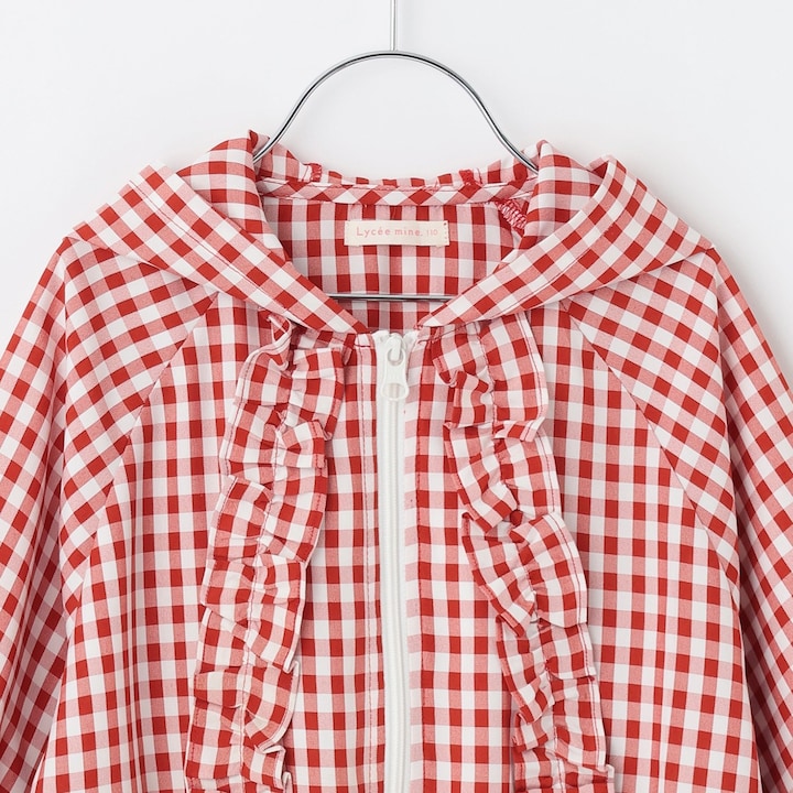 日本童裝 Ly# mine 防UV 格子花紋荷葉邊外套 100-150cm 女童款 夏季 OUTERWEAR