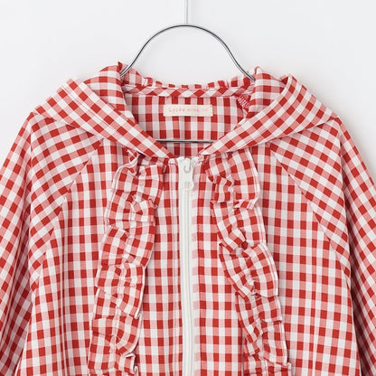 日本童裝 Ly# mine 防UV 格子花紋荷葉邊外套 100-150cm 女童款 夏季 OUTERWEAR