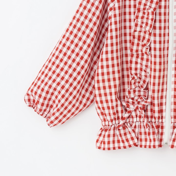 日本童裝 Ly# mine 防UV 格子花紋荷葉邊外套 100-150cm 女童款 夏季 OUTERWEAR