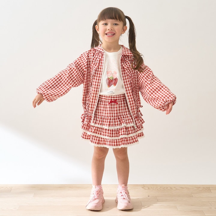 日本童裝 Ly# mine 防UV 格子花紋荷葉邊外套 100-150cm 女童款 夏季 OUTERWEAR