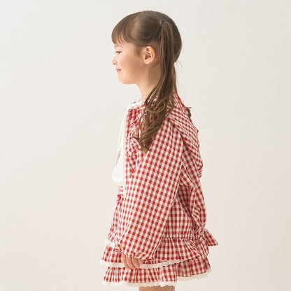 日本童裝 Ly# mine 防UV 格子花紋荷葉邊外套 100-150cm 女童款 夏季 OUTERWEAR