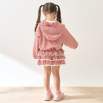 日本童裝 Ly# mine 防UV 格子花紋荷葉邊外套 100-150cm 女童款 夏季 OUTERWEAR