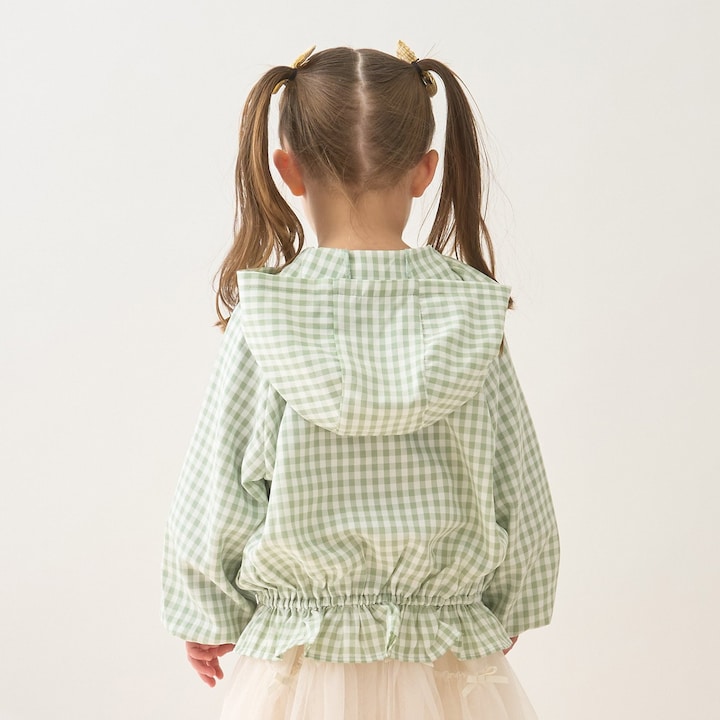 日本童裝 Ly# mine 防UV 格子花紋荷葉邊外套 100-150cm 女童款 夏季 OUTERWEAR