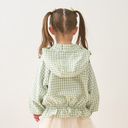 日本童裝 Ly# mine 防UV 格子花紋荷葉邊外套 100-150cm 女童款 夏季 OUTERWEAR