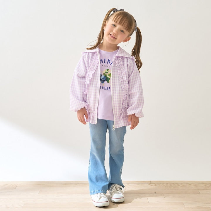 日本童裝 Ly# mine 防UV 格子花紋荷葉邊外套 100-150cm 女童款 夏季 OUTERWEAR