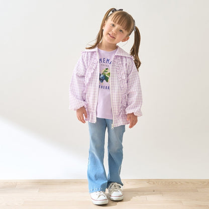 日本童裝 Ly# mine 防UV 格子花紋荷葉邊外套 100-150cm 女童款 夏季 OUTERWEAR