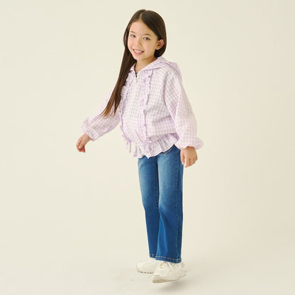 日本童裝 Ly# mine 防UV 格子花紋荷葉邊外套 100-150cm 女童款 夏季 OUTERWEAR