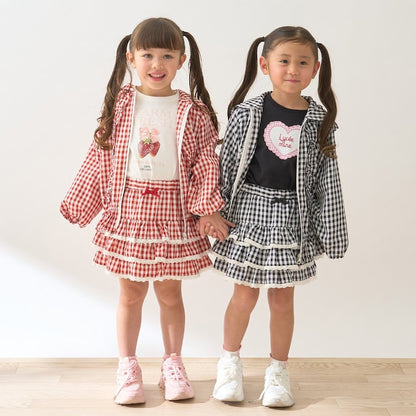 日本童裝 Ly# mine 防UV 格子花紋荷葉邊外套 100-150cm 女童款 夏季 OUTERWEAR