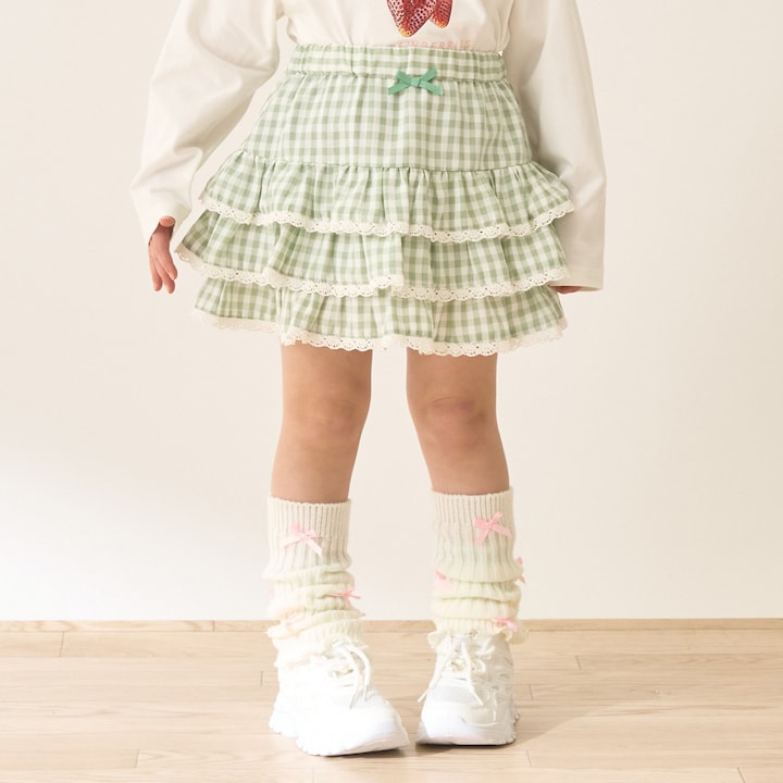日本童裝 Ly# mine 防UV 格紋蛋糕短裙 100-150cm 女童款 夏季 SKIRTS