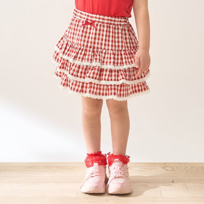 日本童裝 Ly# mine 防UV 格紋蛋糕短裙 100-150cm 女童款 夏季 SKIRTS