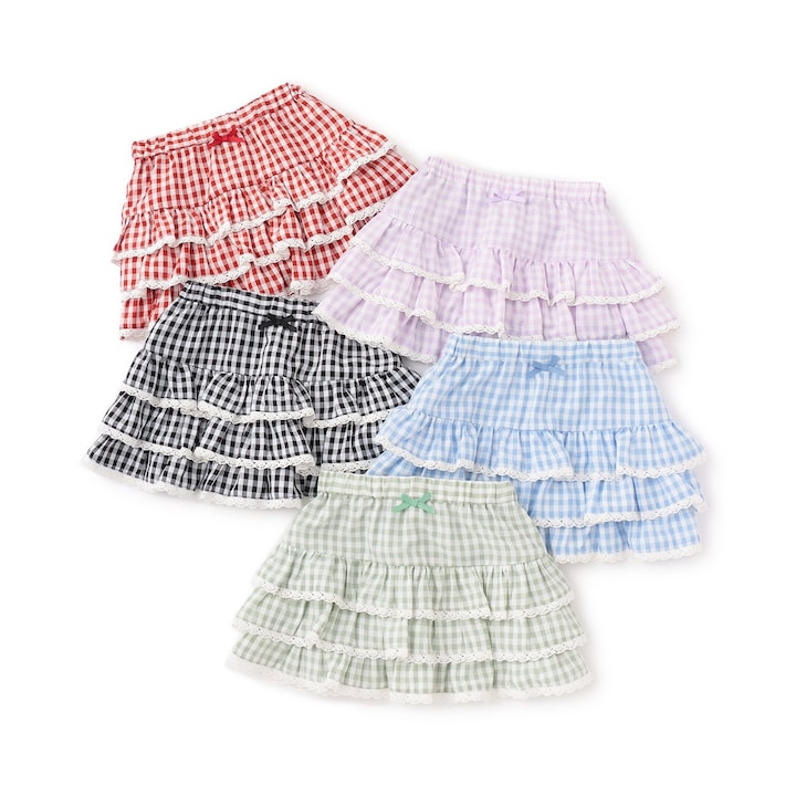 日本童裝 Ly# mine 防UV 格紋蛋糕短裙 100-150cm 女童款 夏季 SKIRTS