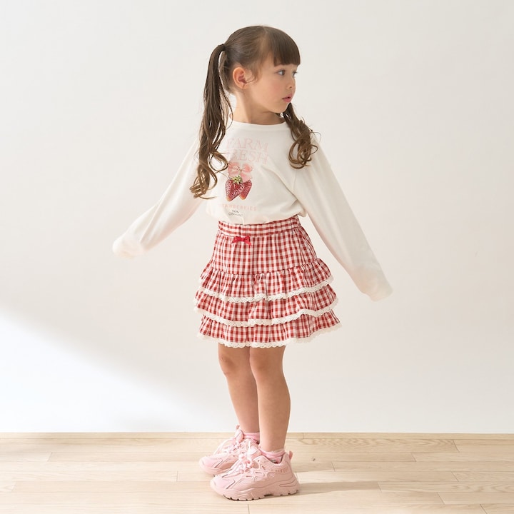 日本童裝 Ly# mine 防UV 格紋蛋糕短裙 100-150cm 女童款 夏季 SKIRTS
