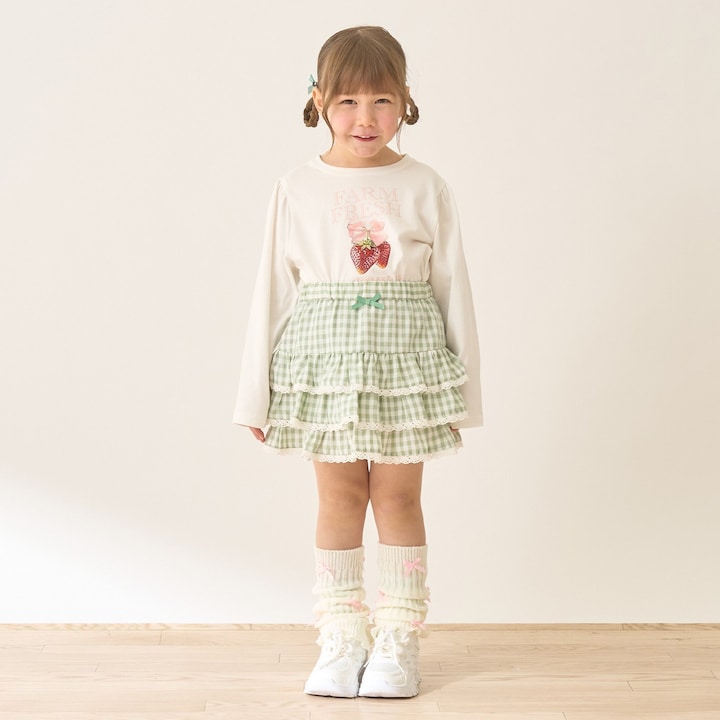 日本童裝 Ly# mine 防UV 格紋蛋糕短裙 100-150cm 女童款 夏季 SKIRTS
