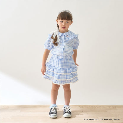 日本童裝 Ly# mine 防UV 格紋蛋糕短裙 100-150cm 女童款 夏季 SKIRTS