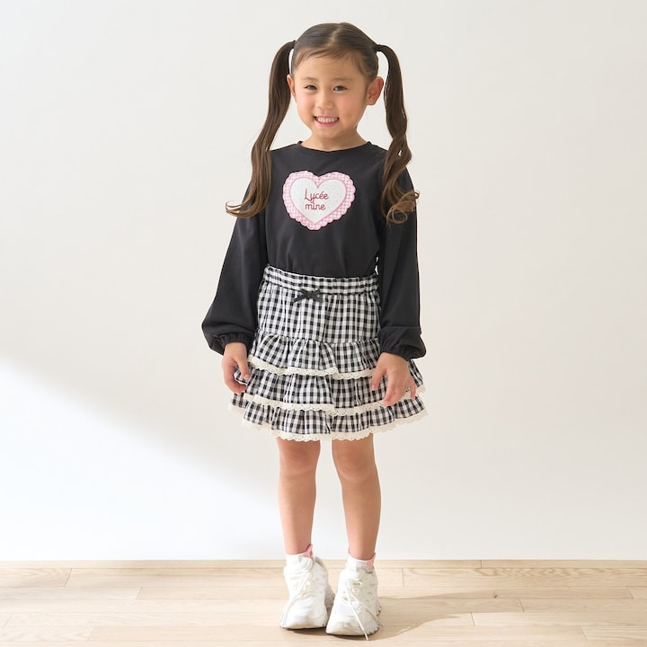 日本童裝 Ly# mine 防UV 格紋蛋糕短裙 100-150cm 女童款 夏季 SKIRTS