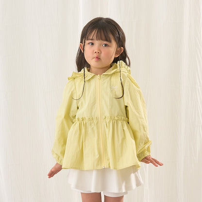 日本童裝 Ly# mine 防UV 荷葉邊拉鍊連帽外套 100-150cm 女童款 夏季 OUTERWEAR
