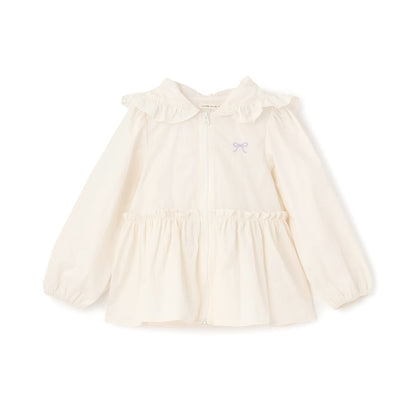 日本童裝 Ly# mine 防UV 荷葉邊拉鍊連帽外套 100-150cm 女童款 夏季 OUTERWEAR