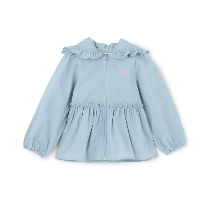 日本童裝 Ly# mine 防UV 荷葉邊拉鍊連帽外套 100-150cm 女童款 夏季 OUTERWEAR