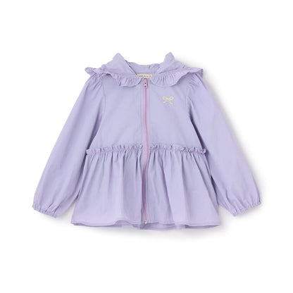 日本童裝 Ly# mine 防UV 荷葉邊拉鍊連帽外套 100-150cm 女童款 夏季 OUTERWEAR