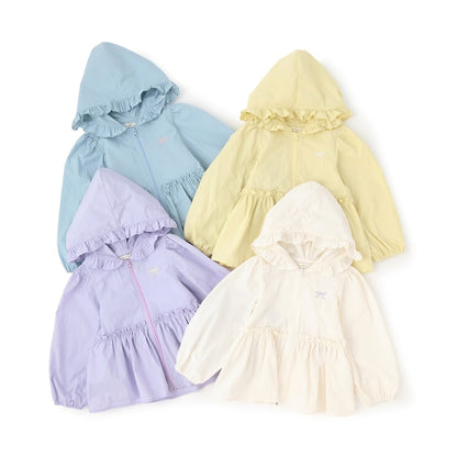 日本童裝 Ly# mine 防UV 荷葉邊拉鍊連帽外套 100-150cm 女童款 夏季 OUTERWEAR