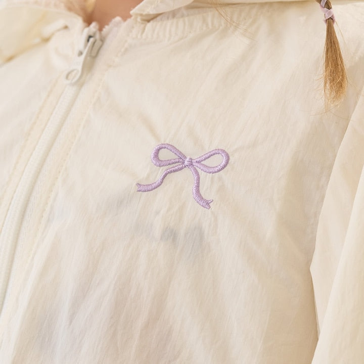 日本童裝 Ly# mine 防UV 荷葉邊拉鍊連帽外套 100-150cm 女童款 夏季 OUTERWEAR