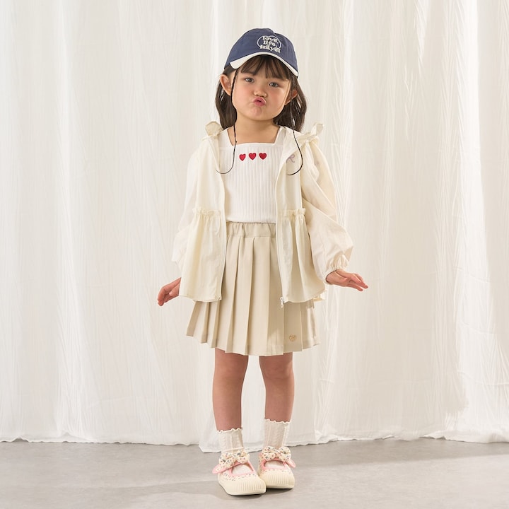 日本童裝 Ly# mine 防UV 荷葉邊拉鍊連帽外套 100-150cm 女童款 夏季 OUTERWEAR