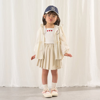 日本童裝 Ly# mine 防UV 荷葉邊拉鍊連帽外套 100-150cm 女童款 夏季 OUTERWEAR