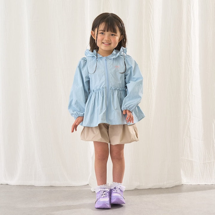 日本童裝 Ly# mine 防UV 荷葉邊拉鍊連帽外套 100-150cm 女童款 夏季 OUTERWEAR