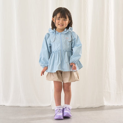 日本童裝 Ly# mine 防UV 荷葉邊拉鍊連帽外套 100-150cm 女童款 夏季 OUTERWEAR