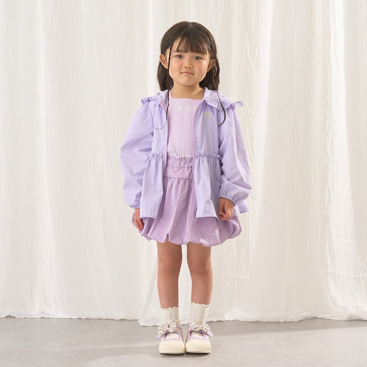 日本童裝 Ly# mine 防UV 荷葉邊拉鍊連帽外套 100-150cm 女童款 夏季 OUTERWEAR