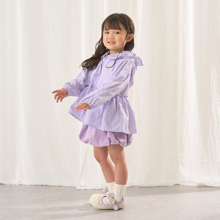 日本童裝 Ly# mine 防UV 荷葉邊拉鍊連帽外套 100-150cm 女童款 夏季 OUTERWEAR